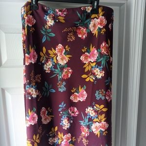 NWT LOFT Midi Garden Party Skirt in Wine Size XL